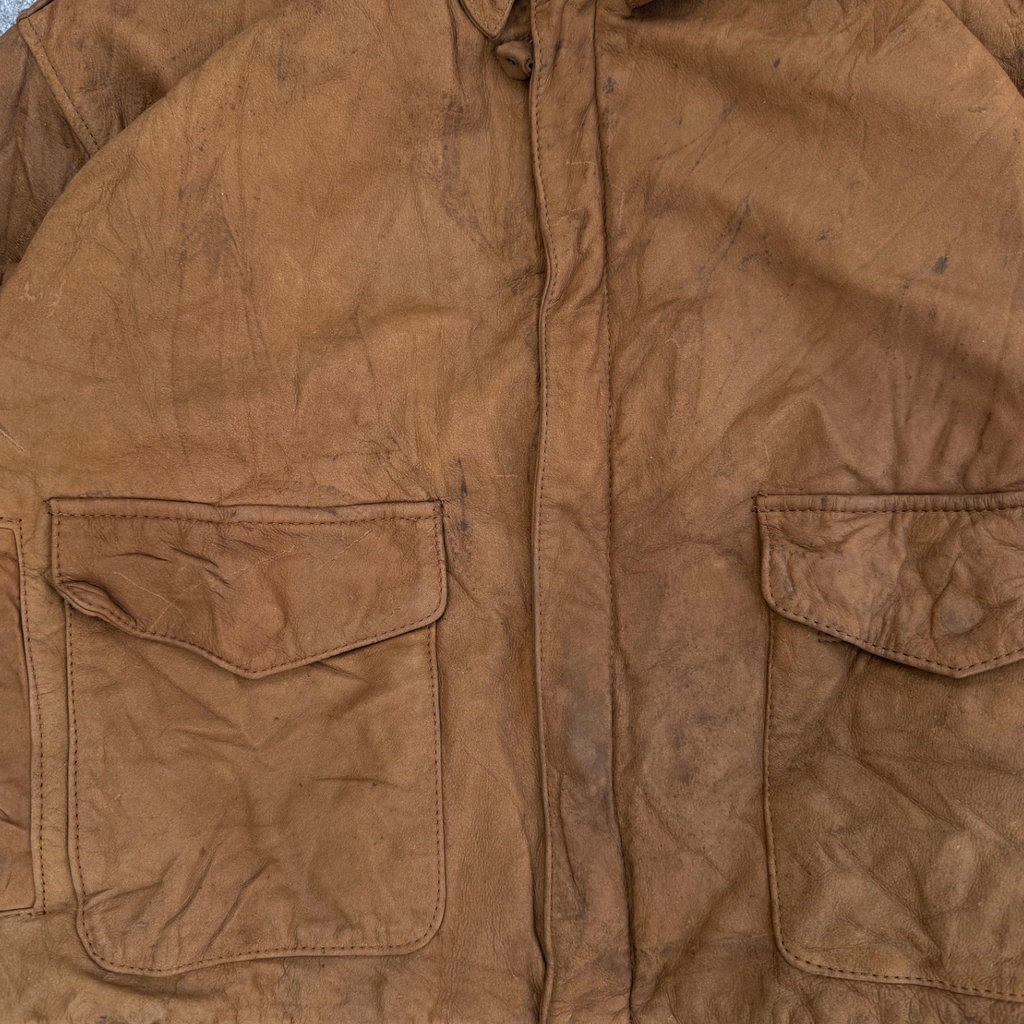 VINTAGE BROWN LEATHER JACKET (39)