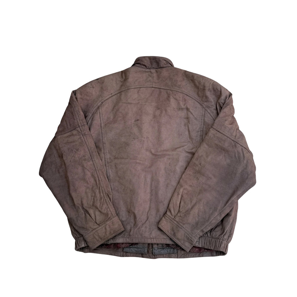 This vintage Danier brown leather layered ribbed-collar bomber RARE (48)