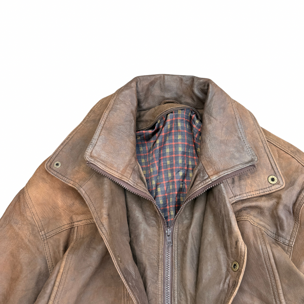 VINTAGE BROWN LEATHER JACKET (40)