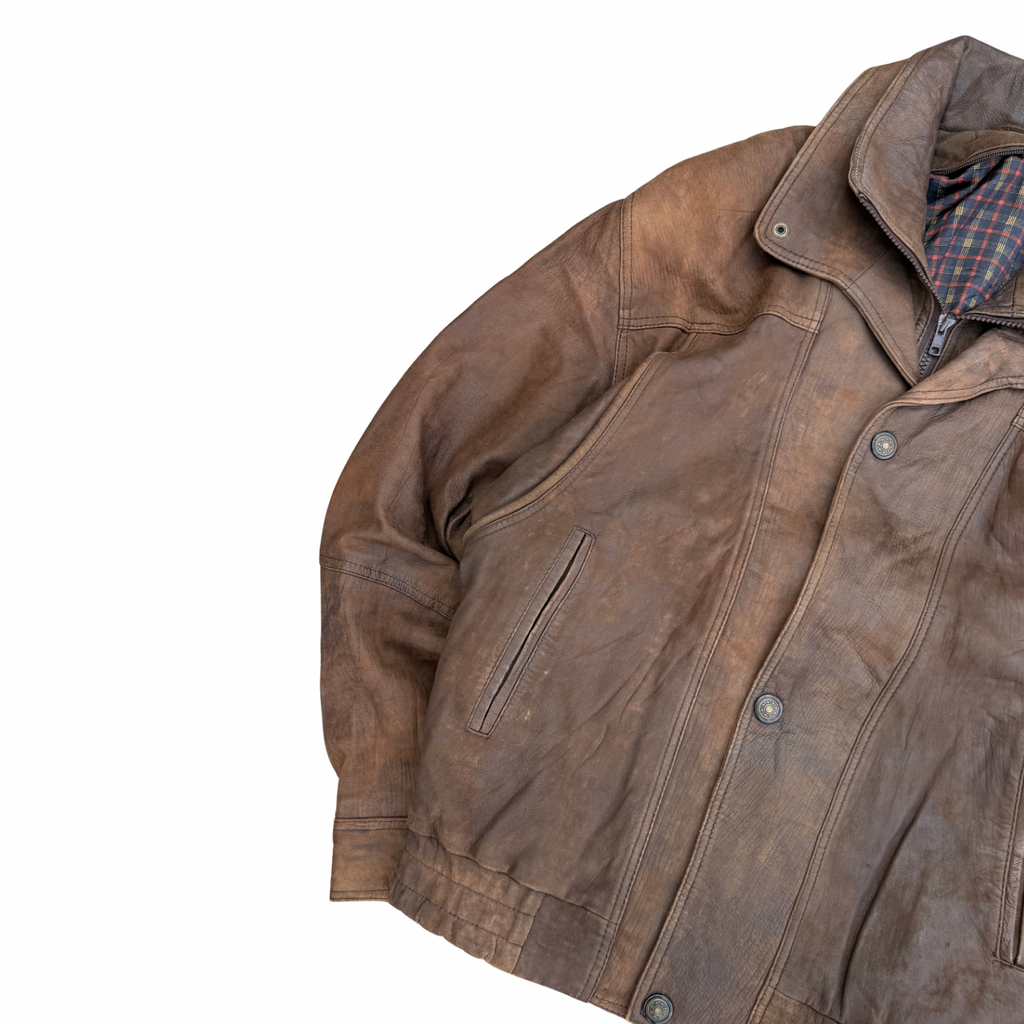 VINTAGE BROWN LEATHER JACKET (40)