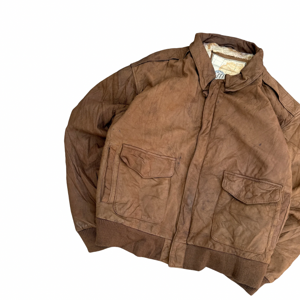 VINTAGE BROWN LEATHER JACKET (39)
