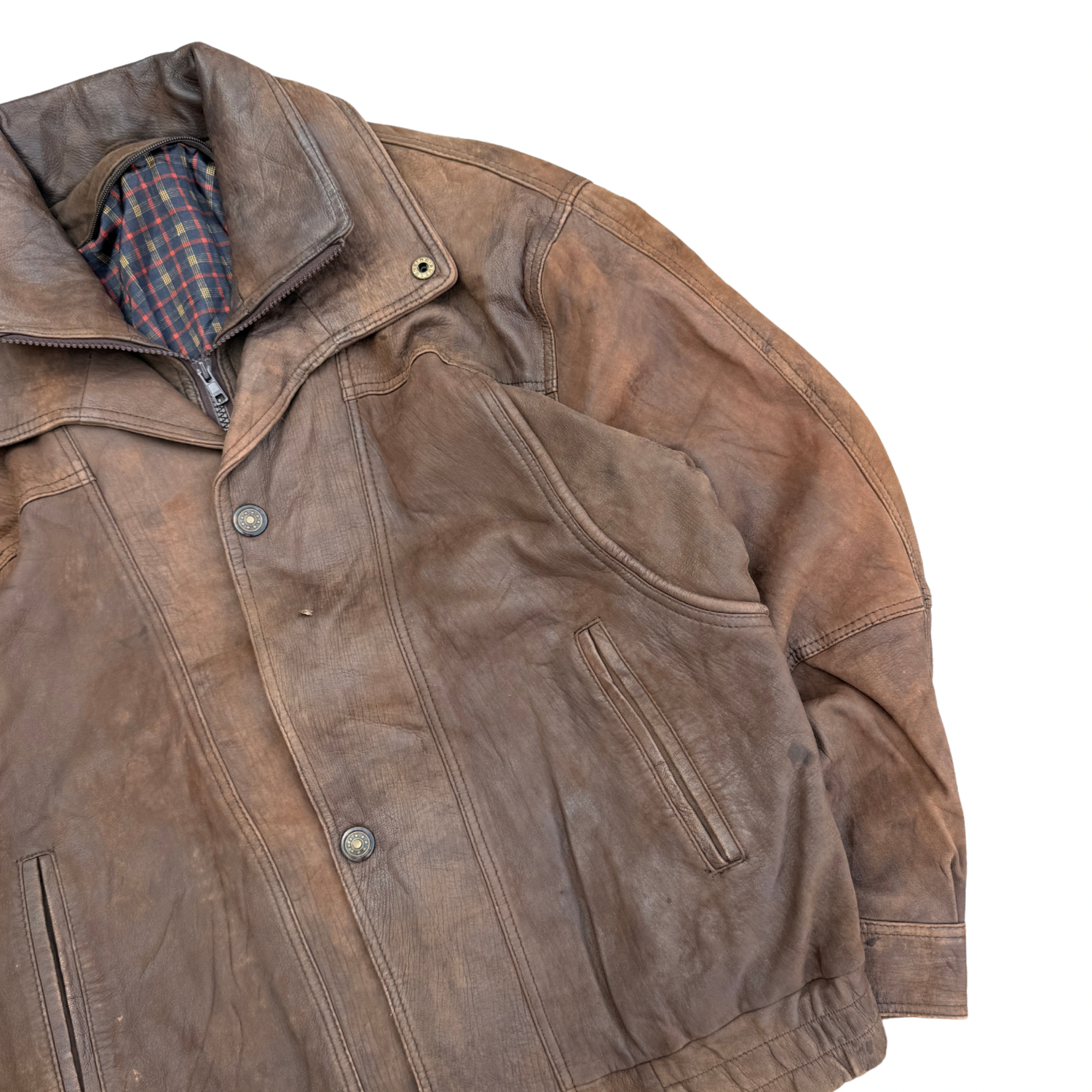 VINTAGE BROWN LEATHER JACKET (40)