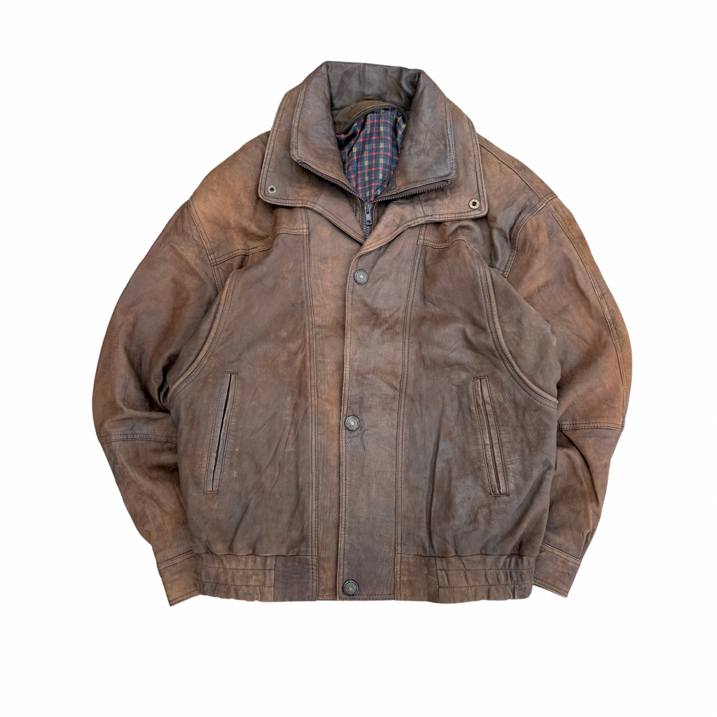 VINTAGE BROWN LEATHER JACKET (40)